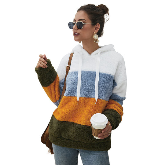 Damen Kuscheliger Fleece-Hoodie mit Farbblockdesign R&B