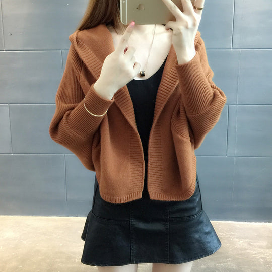Damen Hübscher Strickcardigan mit Kapuze R&B
