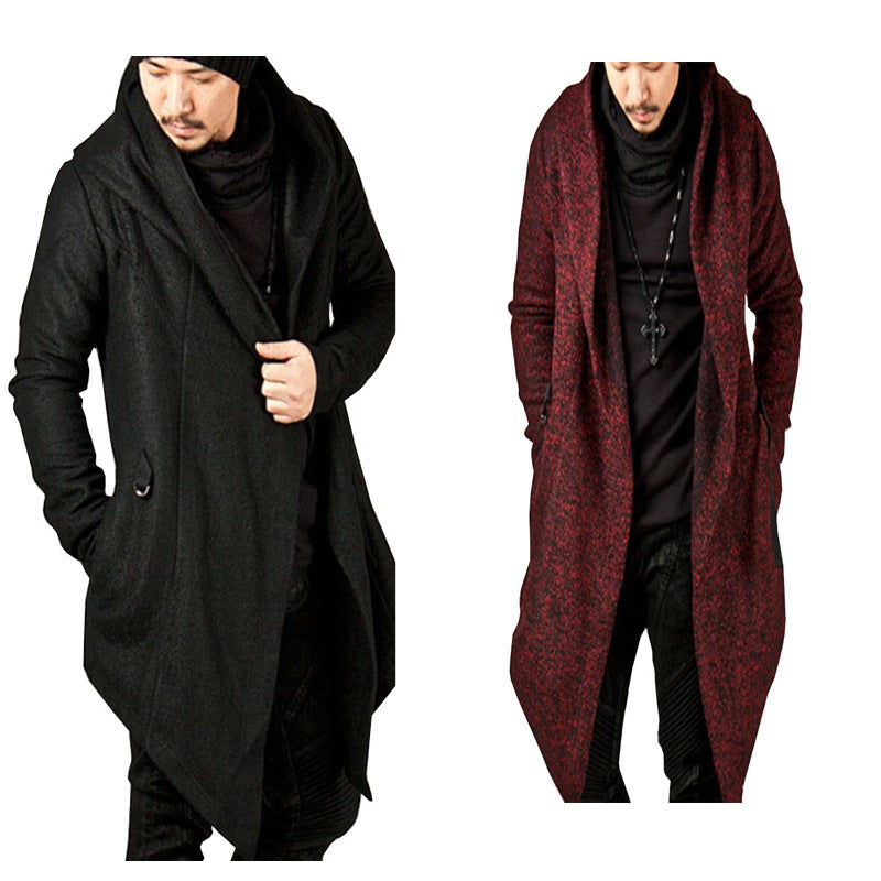 Herren lässiger Strickmantel mit ausdrucksstarkem Design und Kapuze R&B