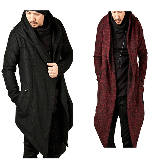 Herren lässiger Strickmantel mit ausdrucksstarkem Design und Kapuze R&B