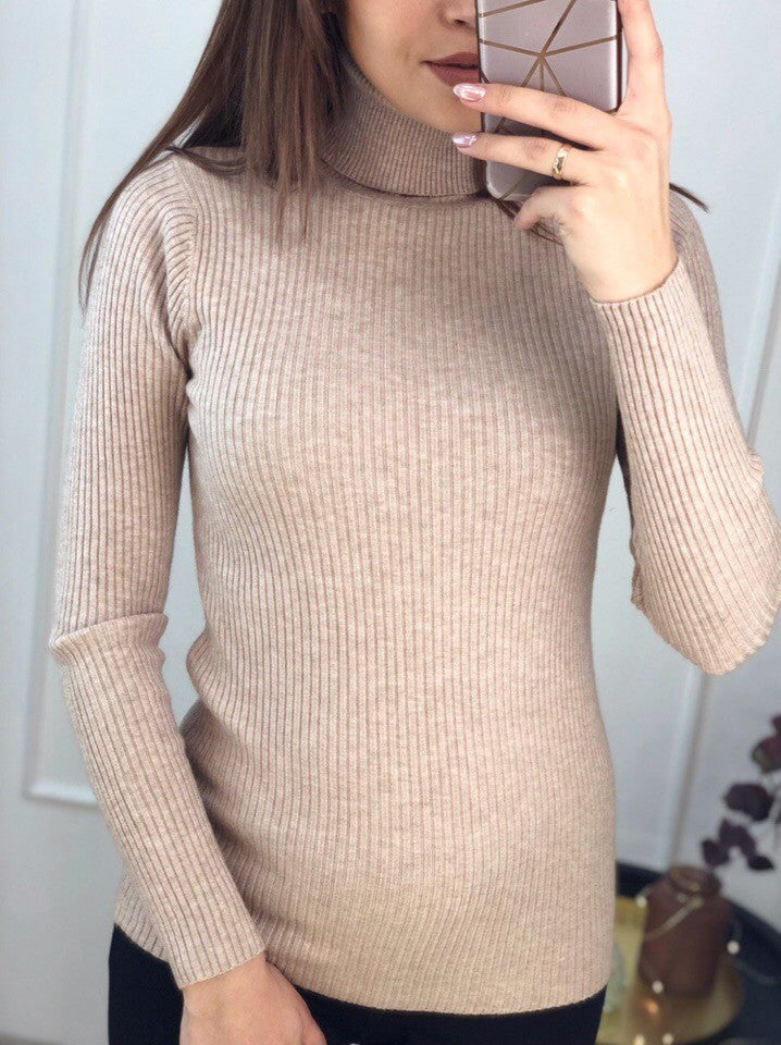 Damen Rollkragenpullover aus feinem Rippstrick R&B