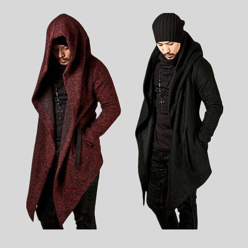 Herren lässiger Strickmantel mit ausdrucksstarkem Design und Kapuze R&B