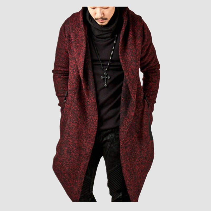Herren lässiger Strickmantel mit ausdrucksstarkem Design und Kapuze R&B