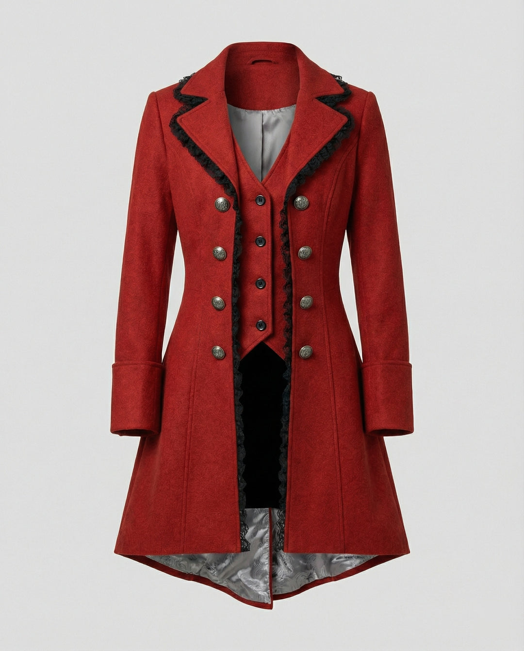 Damen historischer Kapuzenmantel mit eleganten Rüschen R&B