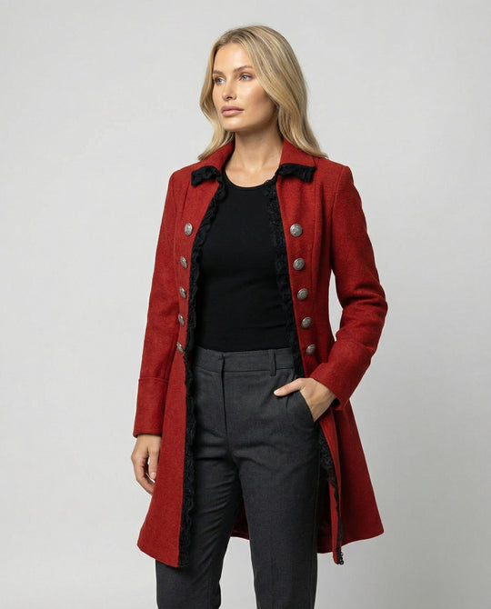 Damen historischer Kapuzenmantel mit eleganten Rüschen R&B