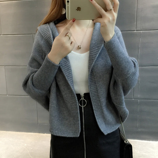 Damen Hübscher Strickcardigan mit Kapuze R&B