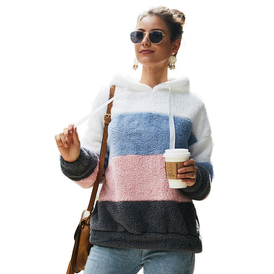 Damen Kuscheliger Fleece-Hoodie mit Farbblockdesign R&B