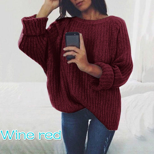 Damen Grobstrickpullover mit lässigem Schnitt und modischem Rippenmuster R&B