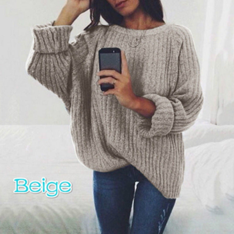 Damen Oversized Strickpullover mit sanfter Rippstruktur und weitem Schnitt R&B