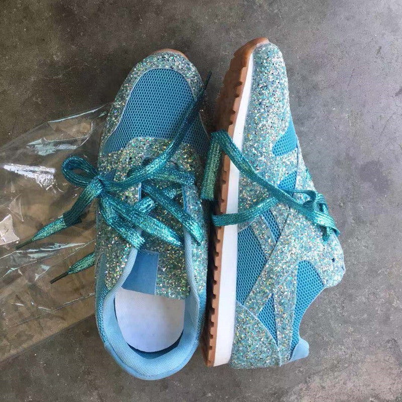 Damen nan glitzernde Sneaker mit kristallbesetzter Oberfläche, gepolstertem Komfortfußbett und rutschfester Gummisohle R&B