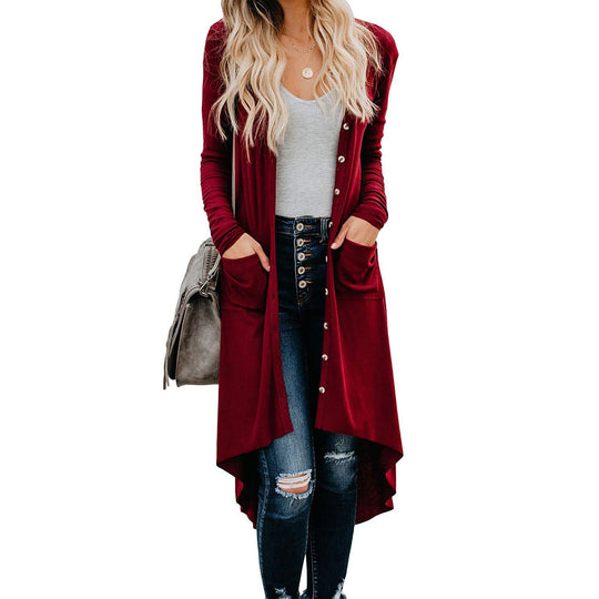 Damen Longstrickjacke mit Knopfdetails und praktischen Taschen R&B