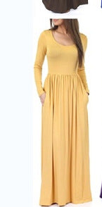 Damen Alltagstaugliches Maxikleid mit praktischen Taschen und fließendem Schnitt R&B