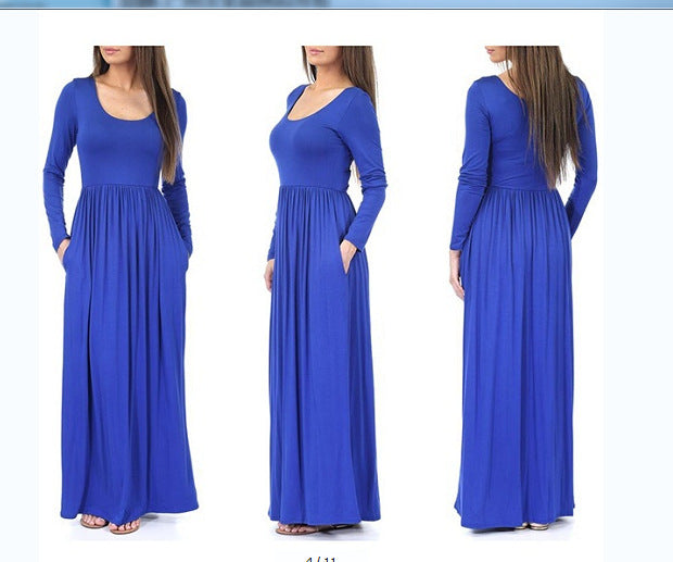 Damen Alltagstaugliches Maxikleid mit praktischen Taschen und fließendem Schnitt R&B