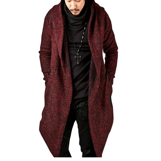 Herren lässiger Strickmantel mit ausdrucksstarkem Design und Kapuze R&B