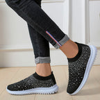 Damen Strass Sneakers mit elastischem Strick-Obermaterial und rutschfester Sohle R&B