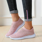 Damen Strass Sneakers mit elastischem Strick-Obermaterial und rutschfester Sohle R&B