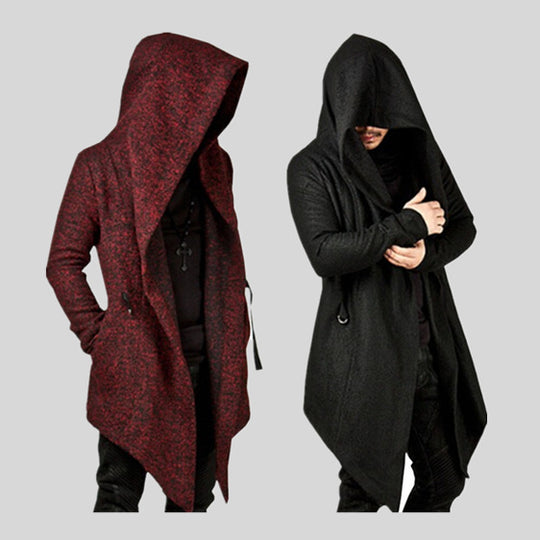 Herren lässiger Strickmantel mit ausdrucksstarkem Design und Kapuze R&B