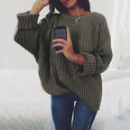 Damen Oversized Strickpullover mit sanfter Rippstruktur und weitem Schnitt