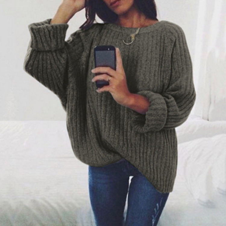 Damen Oversized Strickpullover mit sanfter Rippstruktur und weitem Schnitt