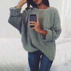 Damen Oversized Strickpullover mit sanfter Rippstruktur und weitem Schnitt