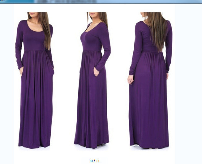 Damen Alltagstaugliches Maxikleid mit praktischen Taschen und fließendem Schnitt R&B