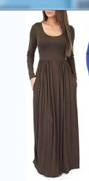 Damen Alltagstaugliches Maxikleid mit praktischen Taschen und fließendem Schnitt R&B