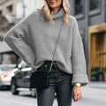 Damen Grobstrickpullover mit hohem Kragen und lässigem Schnitt