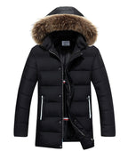 Herren Winterjacke mit abnehmbarer Kapuze und weichem Kunstfell