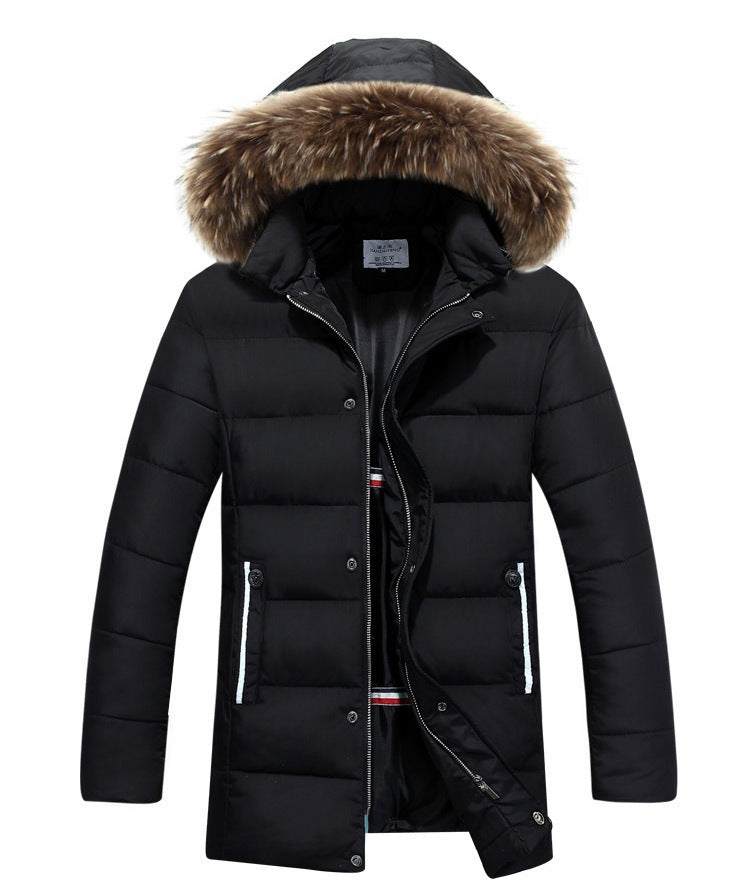 Herren Winterjacke mit abnehmbarer Kapuze und weichem Kunstfell