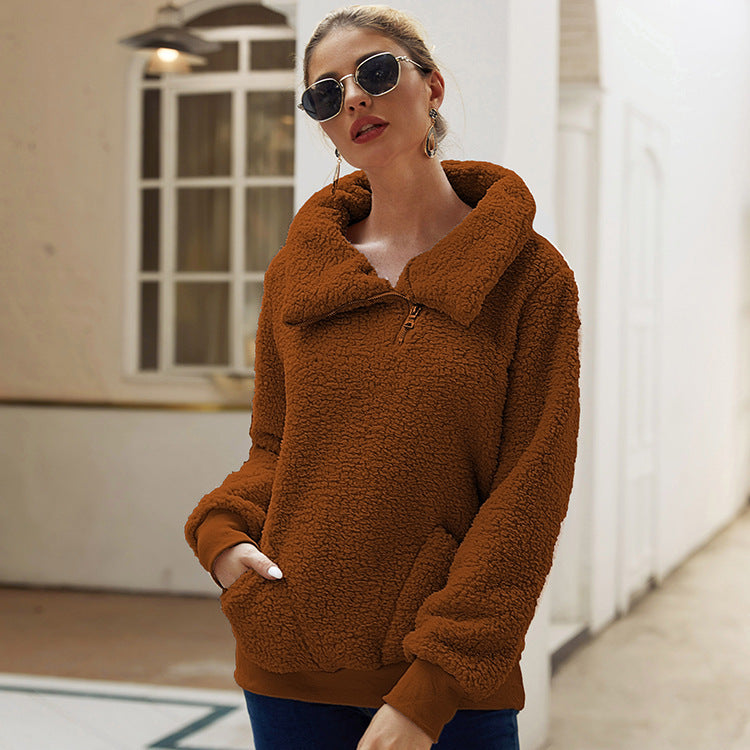 Damen Fleecejacke mit hohem Kragen und praktischen Taschen R&B