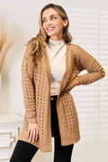 R&B | Horizontal gerippte Strickjacke mit offener Vorderseite