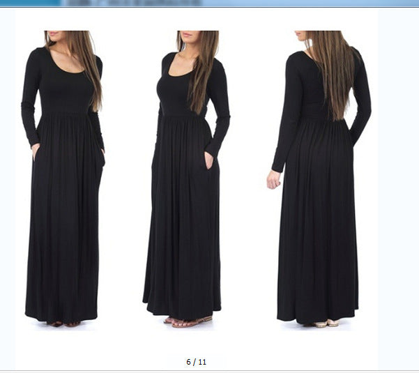 Damen Alltagstaugliches Maxikleid mit praktischen Taschen und fließendem Schnitt R&B