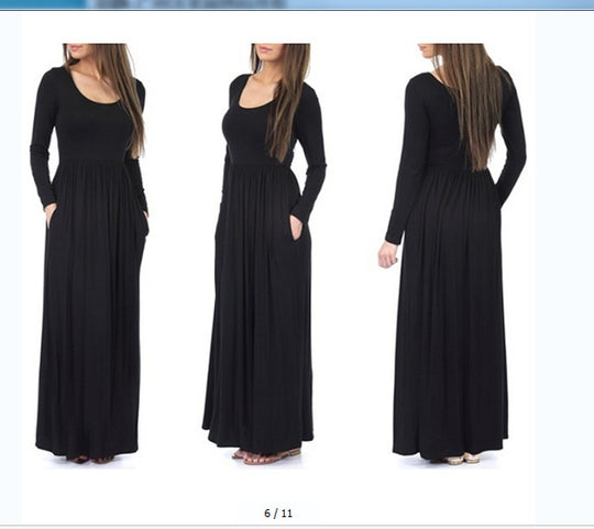 Damen Alltagstaugliches Maxikleid mit praktischen Taschen und fließendem Schnitt R&B