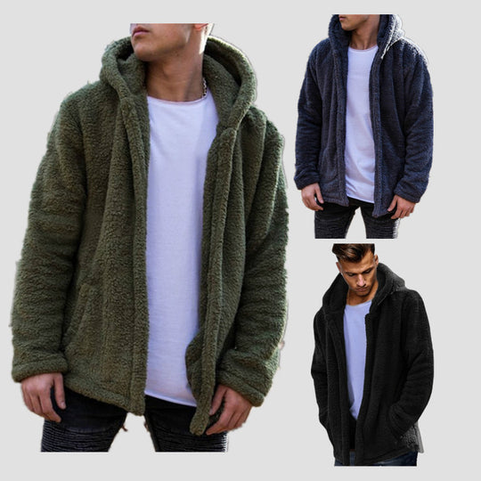 Herren Kuschelige Fleecejacke mit Kapuze R&B