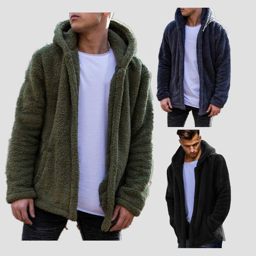 Herren Kuschelige Fleecejacke mit Kapuze R&B