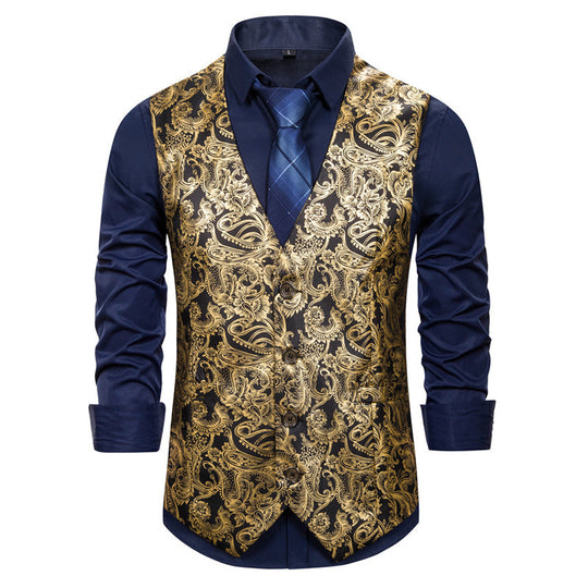 Herren elegante Brokat-Weste im luxuriösen Design R&B