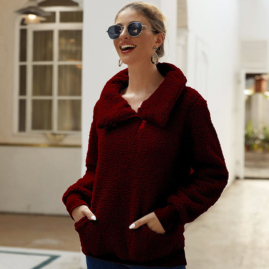 Damen Fleecejacke mit hohem Kragen und praktischen Taschen R&B