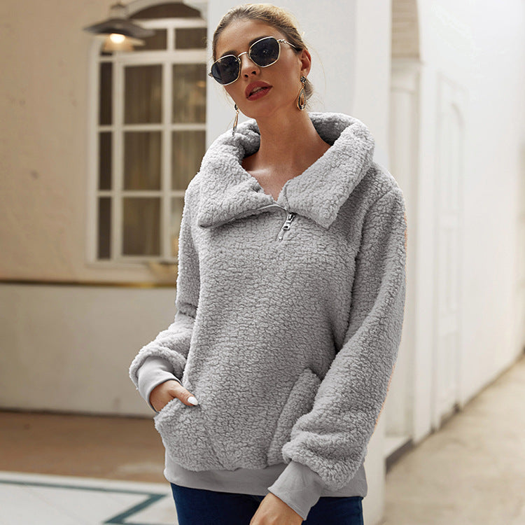 Damen Fleecejacke mit hohem Kragen und praktischen Taschen R&B