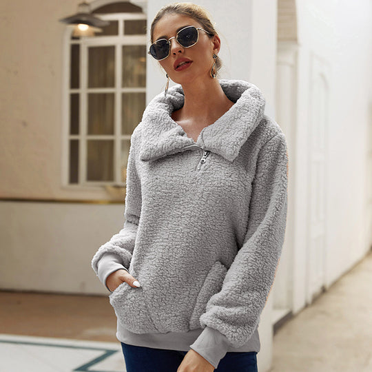Damen Fleecejacke mit hohem Kragen und praktischen Taschen R&B