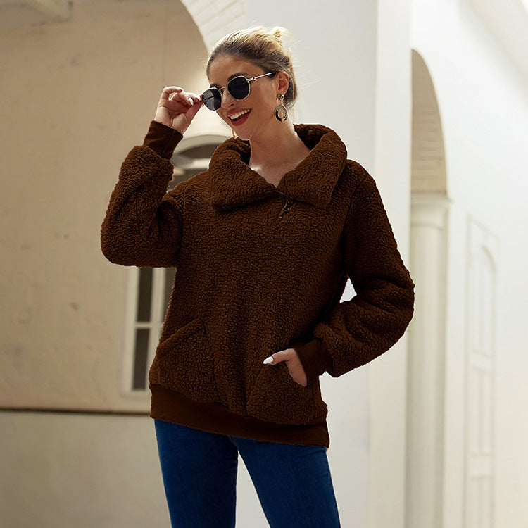 Damen Fleecejacke mit hohem Kragen und praktischen Taschen R&B
