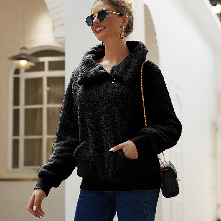 Damen Fleecejacke mit hohem Kragen und praktischen Taschen R&B
