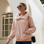 Damen Fleecejacke mit hohem Kragen und praktischen Taschen R&B