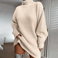 Damen Strickpullover mit hohem Kragen und lässigem Schnitt R&B