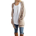 Damen lässiger Strickcardigan mit seitlichen Taschen und offener Front R&B