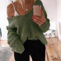 Damen kuscheliger Strickpullover mit V-Ausschnitt und lässigem Schnitt R&B