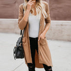 Damen langer Cardigan mit Knopfleiste und Taschen R&B