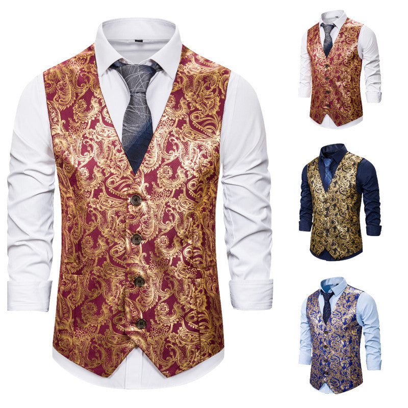 Herren elegante Brokat-Weste im luxuriösen Design