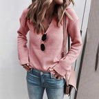Damen raffinierter V-Ausschnitt Pullover mit strukturiertem Strick R&B