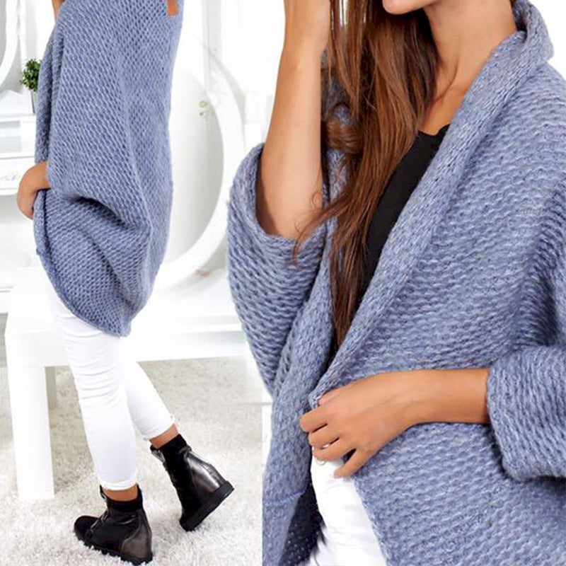 Damen lässige Strickponcho mit weitem Schnitt und eleganten Details R&B