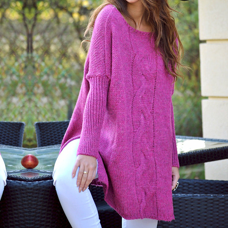 Damen Grobstrick Pullover mit klassischem Zopfdesign und weitem Schnitt R&B